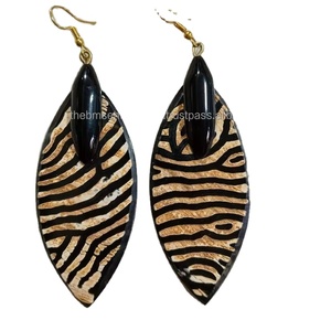 Princess Cut Real Horn and Epoxy Resin Drop <b>Earrings</b> Classic Flower Shape for Party and Traditional Dress for Fashion Walks - Product Image 6