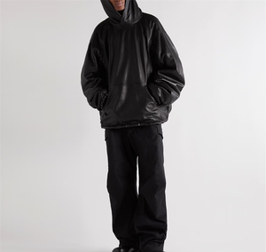 Hot Sale Custom Design & Color Winter Leather Hoodie-High Quality Waterproof Breathable Plus Size Men's OEM Hoodies - Product Image 6