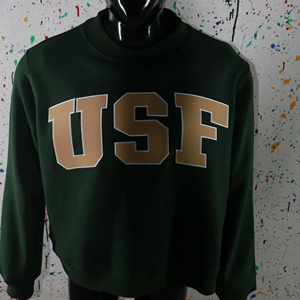 Sudadera de cuello alto USF HUNTER GREEN 100% algodón con apliques bordados, sudadera de cuello ancho con hilos finos - Product Image 1