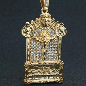 Pendentif Croix de Jésus Plaqué Or pour Hommes, Micro-Pavé, Bijoux Hip Hop, Fournisseur, Design Personnalisé, Jésus en Or - Product Image 1