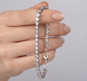High Quality Cubic Zircon Solid Sterling Silver Link Chain <b>Bangles</b> IGI Certified Women's Classic Wedding Gift Jewelry - Product Image 5