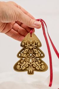 Brass <b>Tree</b> Shape <b>Christmas</b> Ornament Handicraft Vintage Style Decor - Product Image 3