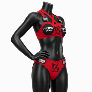 Custom Women <b>Harness</b> Style Bikini Set OEM Private Label Cross Strap Sports Swimwear Two Piece Beachwear Supplier - Product Image 2