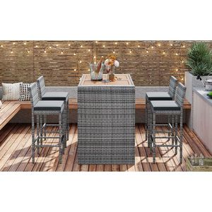 GO <b>Outdoor</b> Patio Wicker <b>Bar</b> <b>Set</b> 5 Pieces with Non-Slip Fixed Rope Removable Feet <b>Bar</b> Height Chairs-Old SKU FG201216AAE - Product Image 6