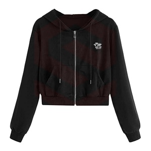 YRRETY CropTop Sweet Streetwear Women Sexy Solid Color Exposed Navel Hooded Long-sleeved Sports 3 Colors <b>Thin</b> Fleece 100% <b>Hoodie</b> - Product Image 1