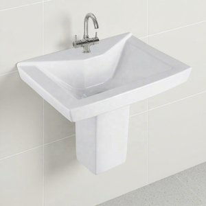Ensemble de lavabo rectangulaire en céramique de qualité export avec demi-pied - Product Image 5