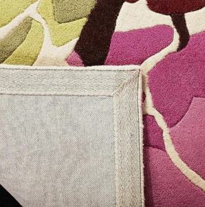 Tapis faits main en laine bouclée tuftée – Tapis modernes écologiques antidérapants et rembourrés, adaptés aux animaux domestiques, en violet et vert, pour salles de prière - Product Image 6