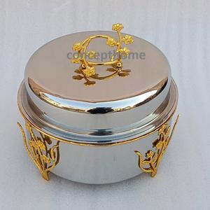 Plat de service de luxe en acier inoxydable pour la présentation de desserts lors de mariages et réceptions, pot de présentation culinaire en métal - Product Image 2