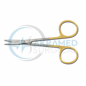 Ciseaux ophtalmiques en acier inoxydable de qualité supérieure, manche droit doré, instrument chirurgical de microchirurgie, certifié CE - Product Image 1
