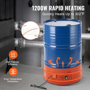 Calentador de Tambor Metálico de 1200 Vatios con Termostato Ajustable, Banda Calefactora de 10 Pulgadas de Ancho para Barriles de 55 Galones, 86-302 Fahrenheit, Voltaje 380V - Product Image 2