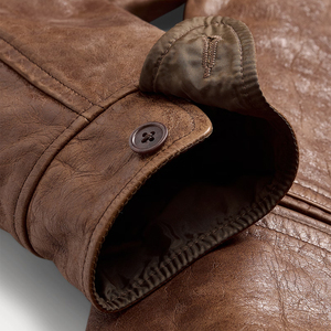 Brown <b>Suede</b> Genuine Leather <b>Women</b> <b>Jackets</b> 5 Front Buttons Fashion <b>Jacket</b> - Product Image 5