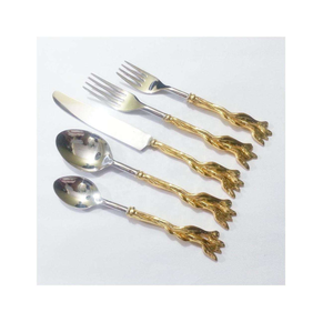 Ensemble de couverts de luxe en acier inoxydable et résine avec cuillères, manche en résine, compatible lave-vaisselle, pour fêtes, finition acier miroir - Product Image 4