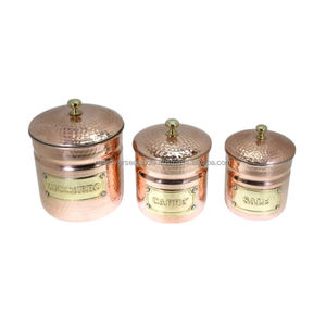 Classical Brass and Copper Containers 3 Piece Hammered <b>Set</b> for <b>Sugar</b> <b>Tea</b> and <b>Coffee</b> in Diverse Styles at Reasonable Price - Product Image 2