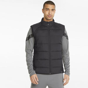 <b>Men's</b> <b>Black</b> Stand Collar Padded <b>Vest</b> With Zipper Closure Windproof Winter Outerwear Sporty Style - Product Image 2