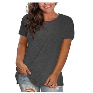 T-shirts pour femmes, couleur unie, personnalisés, brodés, respirants, à séchage rapide, manches courtes, col rond, été - Product Image 5