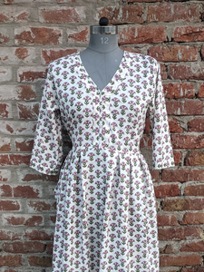 Vestido largo informal con estampado de bloques a mano, vestido Maxi bordado Floral de algodón indio, tela de algodón 100% Sostenible - Product Image 5