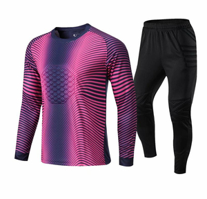 Maillot de football à manches longues pour homme, rayé rose marine, anti-humidité, col rond, manches complètes, vêtements de sport athlétiques, maillot de gardien de but - Product Image 1