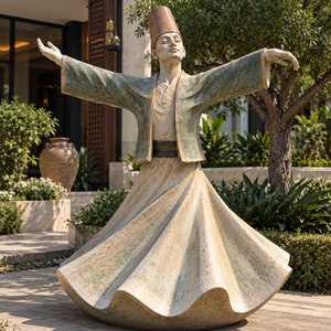 Sculpture de Derviche Tourbillonnant, Grande Statue de Jardin Extérieur, Figurine de Danseur Sufi Mevlevi, Monument Artistique Mystique Tournant, Art Architectural - Product Image 1