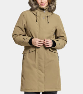 Chaqueta Parka de Invierno para Mujer, Cómoda, Ligera, Transpirable, Ecológica, Resistente al Viento, con Ribete de Piel, Forro de Lana/Lino - Product Image 1