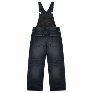 Peto vaquero acolchado con bordado, estilo oversize holgado Y2K, ropa urbana, peto con logo personalizado, pantalones cargo para hombre - Product Image 3