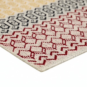 Tapis à rayures géométriques ivoire, moutarde, rouge et noir, motif tribal répétitif, tapis d'appoint pour salon, chambre et hôtel - Product Image 5