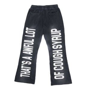 Pantalon décontracté pour homme de haute qualité, coupe droite classique ample, style hip-hop, effet délavé vintage, motif 'Awful Lots of Cough Syrup' - Product Image 6