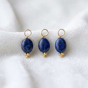 Birthstone Lapis Lazuli <b>Pendant</b> Natural Blue Lapis Lazuli Wire Wrapped Charm Tumble Smooth Gemstone <b>Pendant</b> Brass Gold Plated - Product Image 1