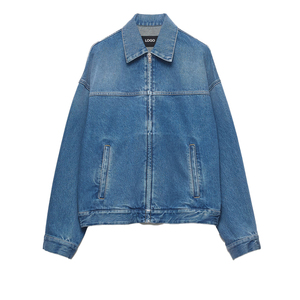 Chaqueta Bluson de Mezclilla Lavada Premium para Hombre, Chaqueta de Algodón con Cierre, Ropa de Calle, Fabricante de Ropa con Etiqueta Privada Personalizada OEM - Product Image 6