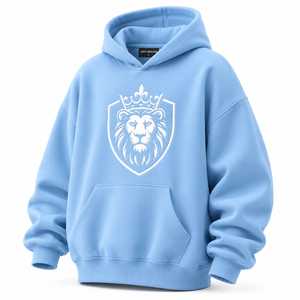 เสื้อฮู้ดโอเวอร์ไซส์ผ้าฟลีซสำหรับฤดูหนาว พร้อมลายปักตราสัญลักษณ์สิงโต ระบายอากาศได้ดี ดีไซน์ลำลองสำหรับทุกเพศ พร้อมกระเป๋าจิงโจ้ - Product Image 1