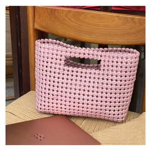 Sac fourre-tout décontracté en plastique coloré, ajouré, portable, nouveau, carré, tissé, double, imperméable, écologique, antistatique, pour les vacances et la plage - Product Image 6