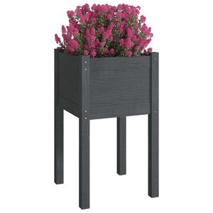 Juego de 2 Macetas Duraderas de Madera de Pino Sólido Gris para Jardín, Medianas - Product Image 3