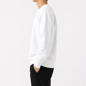 Sudadera de Cuello Redondo para Hombre, Manga Larga, Color Sólido, 100% Algodón, Tejido de Punto, Corte Regular, Informal, para Otoño - Product Image 4