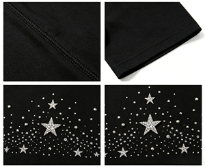 Camiseta Personalizada Negra con Pedrería, Estilo Streetwear, Lavado Ácido, de Alta Calidad, 100% Algodón Pesado para Hombre - Product Image 3
