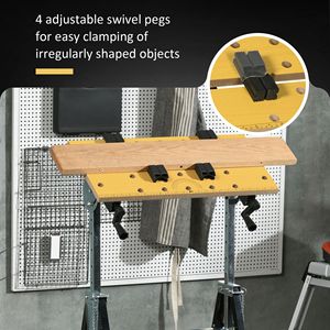 Tavolo da Lavoro per Falegnameria Regolabile in Altezza con 4 Morsetti e Telaio in Acciaio, Capacità 100 kg per Officine e Laboratori - Product Image 5
