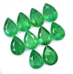 พลอยมรกตทรงลูกแพร์เจียระไนแบบธรรมชาติ  ขนาดมาตรฐาน  ไม่ผ่านการปรับแต่ง  พร้อมใบรับรอง  ล็อตเม็ดพลอยสำหรับทำเครื่องประดับ - Product Image 6