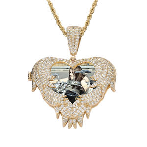 Silver Lab Grown Diamond Angel Wings <b>Memory</b> Pendant Personalized Photo Pendant Custom Picture Pendant Necklace - Product Image 4