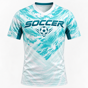 Maillot de football 100 % polyester, personnalisé, imprimé numériquement, service OEM, coupe moderne, respirant - Product Image 1