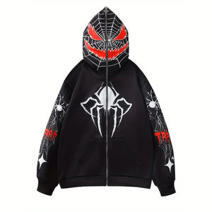 Custom Spider Graphic <b>Zip</b> Up Hoodie 100% Cotton Full <b>Zip</b> <b>Hooded</b> Sweatshirt Unisex Winter Streetwear Fashion - Product Image 5