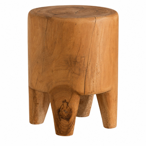 Tabouret en bois massif Suar, design rustique et organique, bois de qualité supérieure, durable, finition naturelle, décoration intérieure, tabouret de jardin - Product Image 2