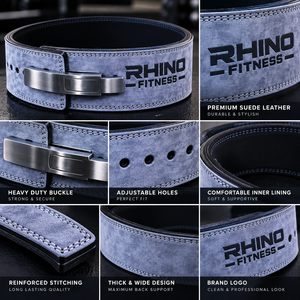 Ceinture de musculation en cuir bleu Rhino Fitness, protection professionnelle, soutien lombaire réglable, design enveloppant pour la salle de sport - Product Image 5