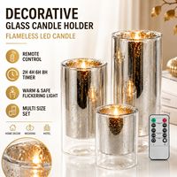 Portavelas Decorativo de Vidrio Mercurizado con Vela LED sin Llama, Control Remoto y Temporizador para Bodas, Hoteles y Decoración del Hogar, Venta al por Mayor