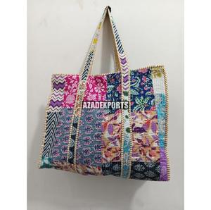 Sac fourre-tout en coton à imprimé tigre patchwork, style bohème, ouvert, grande capacité, design multicolore peint à la main, pour le shopping - Product Image 2