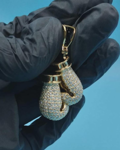 Pendentif Gants de Boxe Style Hip Hop Luxe Argent 925 Sertie de Pierres pour Hommes, Pendentif Miami, Pendentif Rapper Bust Down - Product Image 1