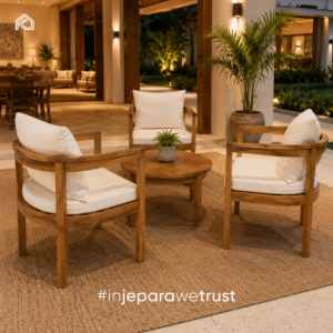 Elegante Silla de Madera Maciza para Exteriores, Elegante Sillón con Cojín para Patio, Jardín, Terraza de Villa - Product Image 2