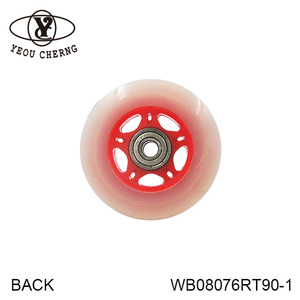 YEOU CHERNG Skate Wheel WB08076RT90-1 Red Core Transparent Pink <b>Back</b> View - Product Image 1
