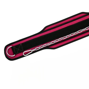 Adjustable Breathable Waist Support Dip <b>Belt</b> for <b>Weight</b> Lifting Strength <b>Training</b> Unisex Pink Black Striped Design - Product Image 5