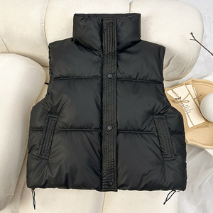 Gilet matelassé unisexe chaud 100% haute qualité coupe-vent d'hiver décontracté sans manches avec col roulé rembourré - Product Image 1