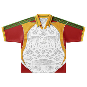 Camiseta de Fútbol Unisex de Diseño Personalizado, Estilo Qatar, Color Granate Noble, Diseño Cultural Árabe Tradicional, Poliéster/Algodón - Product Image 4
