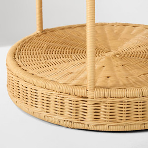 <b>Round</b> Rattan Double Shelf Handmade Wicker End <b>Table</b> Natural Cane Shelf <b>Small</b> Accent <b>Table</b> for Living Room Bedroom Balcony - Product Image 5