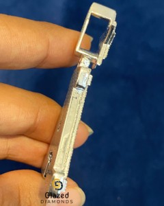 Nouveau pendentif hip-hop pour homme, lettre A personnalisée, entièrement sertie de moissanite VVS taille brillant rond, en or blanc 14K, style glamour - Product Image 5
